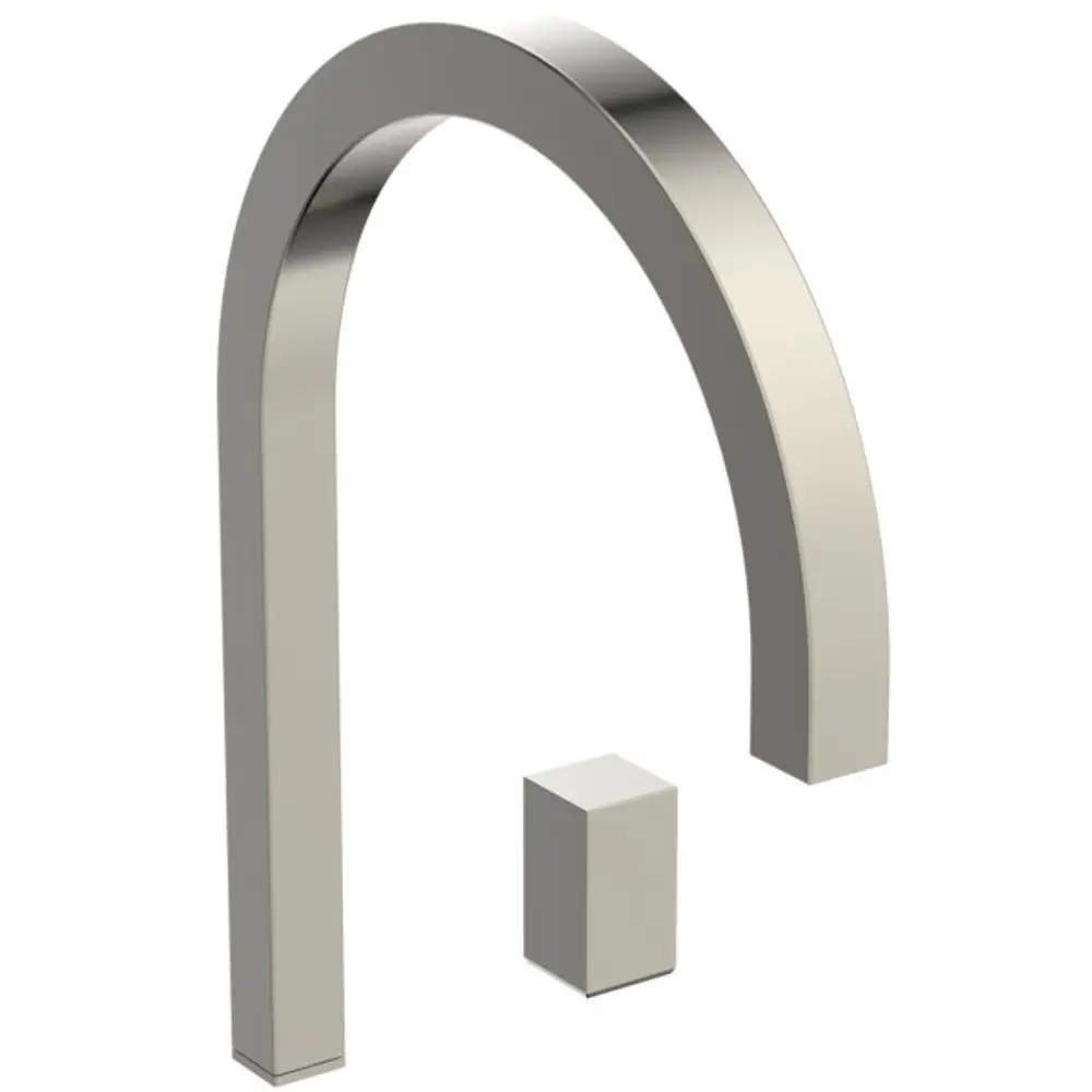 Waschtischarmatur mit hohem Auslauf und eckigem Design in Silver Storm-Finish, von Ideal Standard, ohne Ablaufgarnitur.